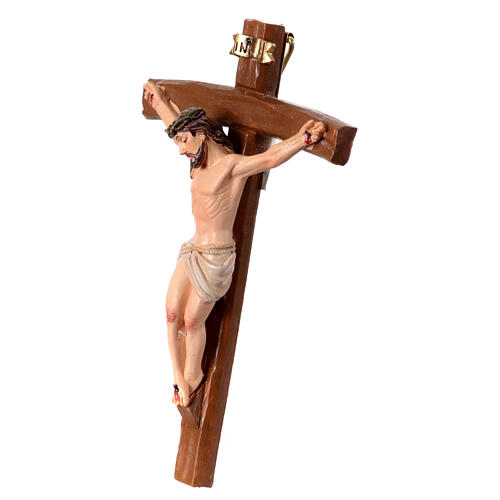 Christ sur la croix résine crèche pascale 12 cm peinte main 2