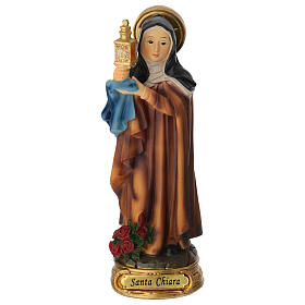 Santa Clara figura resina pintada 12 cm