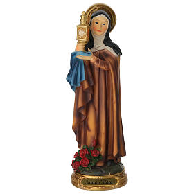 Statue of Saint Claire with monstrance, painted resin, 8 in