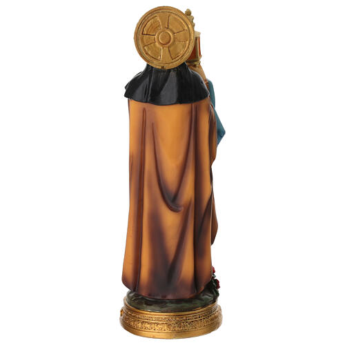 Statue of Saint Claire with monstrance, painted resin, 8 in 4