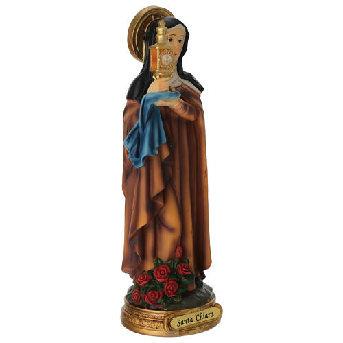 Statue Sainte Claire ostensoir résine peinte 20 cm 2