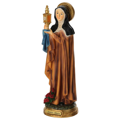 Santa Clara estatua resina pintada 30 cm 3