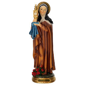 Saint Claire with monstrance, painted resin statue, 16 in