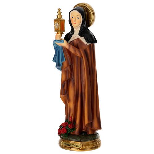 Saint Claire with monstrance, painted resin statue, 16 in 3