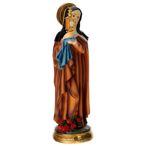 Saint Claire with monstrance, painted resin statue, 16 in 5