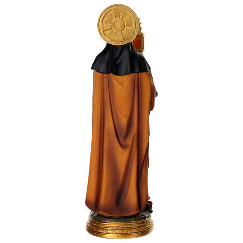 Saint Claire with monstrance, painted resin statue, 16 in 6