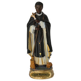 Saint Martin de Porrès statue résine 12 cm peinte