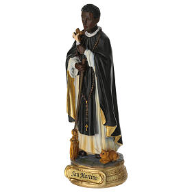 Saint Martin de Porrès statue résine 12 cm peinte