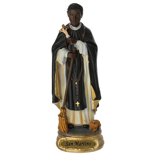 Saint Martin de Porrès statue résine 12 cm peinte 1