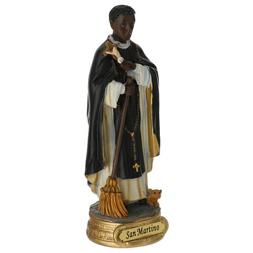 Saint Martin de Porrès statue résine 12 cm peinte 3