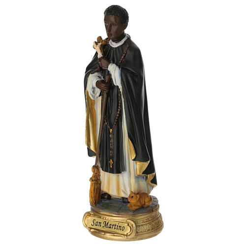 Saint Martin de Porres painted resin statue 12 cm 2