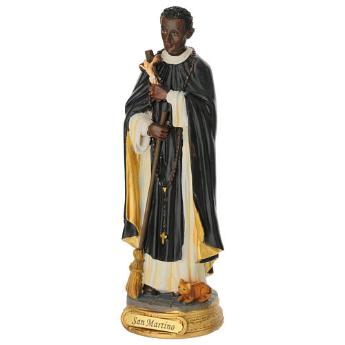 Statue of St. Martin de Porres, painted resin, 8 in 3