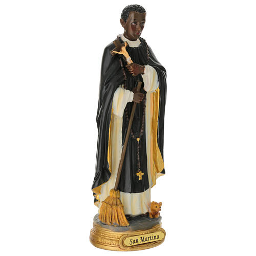 Statue of St. Martin de Porres, painted resin, 8 in 5