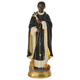 Statue Saint Martin de Porrès résine peinte 20 cm
