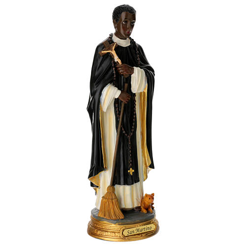 Saint Martin de Porres, painted resin statue, 12 in 3