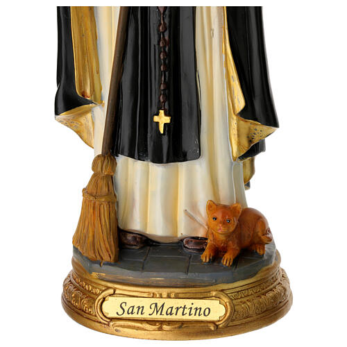 Saint Martin de Porres, painted resin statue, 12 in 4