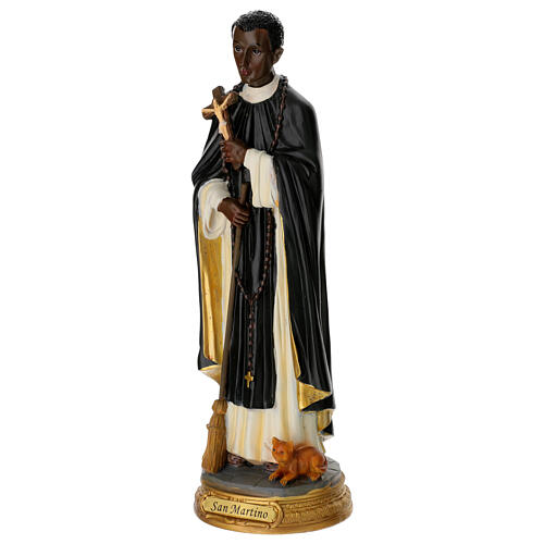 Saint Martin de Porres, painted resin statue, 12 in 5