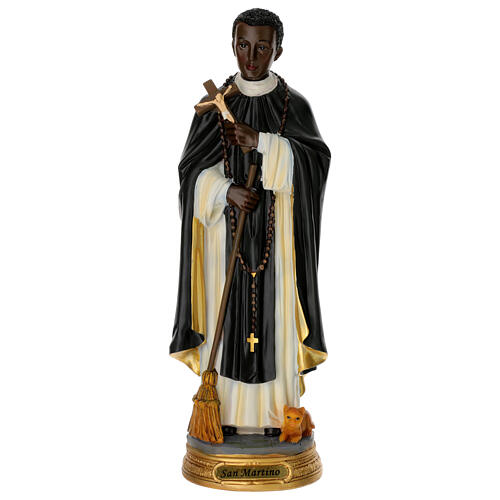 Estatueta São Martinho de Porres resina pintada à mão 40 cm 1