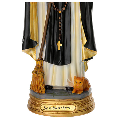 Estatueta São Martinho de Porres resina pintada à mão 40 cm 4