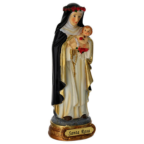 Heilige Rosa von Lima – bemalte Resin-Statue, 12 cm 3