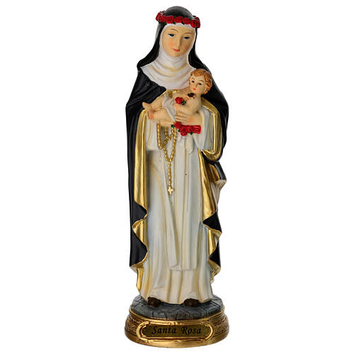 Figura Święta Róża z Limy, żywica malowana, 20 cm 1