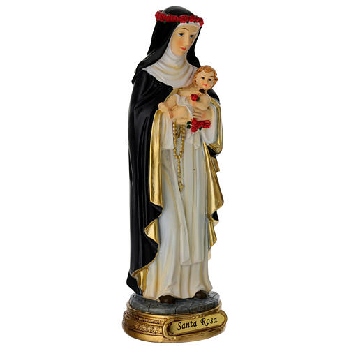 Estátua Santa Rosa de Lima resina pintada 20 cm 3