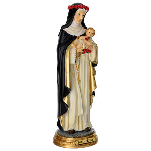 Heilige Rosa von Lima – bemalte Resin-Statue, 30 cm 3