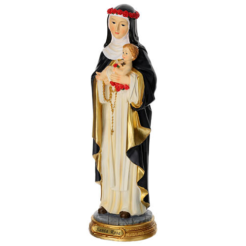Santa Rosa de Lima pintada à mão 40 cm resina 3