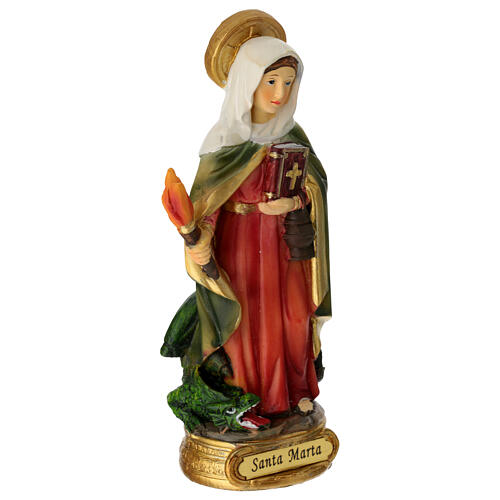 Statue Sainte Marthe 12 cm résine peinte 2