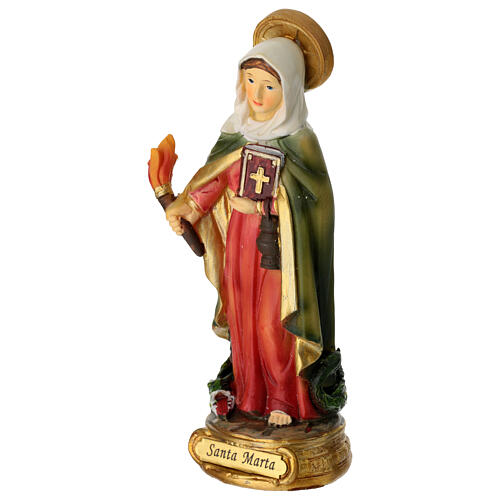 Statue Sainte Marthe 12 cm résine peinte 3