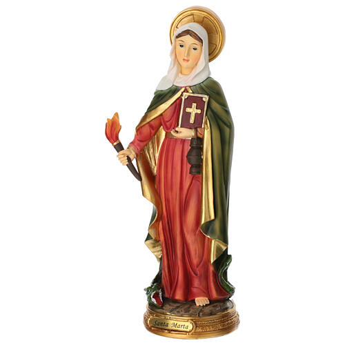 Saint Martha of Bethany, hand-painted resin statue, 16 in 3