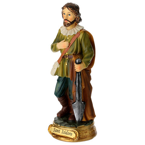 St. Isidore the Laborer, 5 in, painted resin statue 2