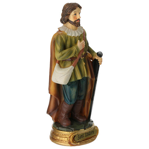 St. Isidore the Laborer, 5 in, painted resin statue 3