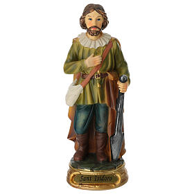 Sant'Isidoro agricoltore 12 cm statua resina dipinta