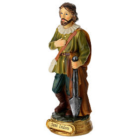 Sant'Isidoro agricoltore 12 cm statua resina dipinta