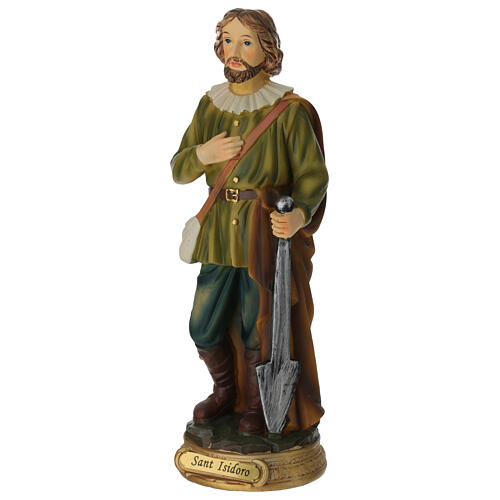 Estatua San Isidoro agricultor resina pintada 20 cm 2