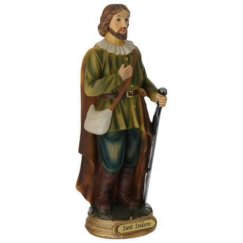 Estatua San Isidoro agricultor resina pintada 20 cm 3