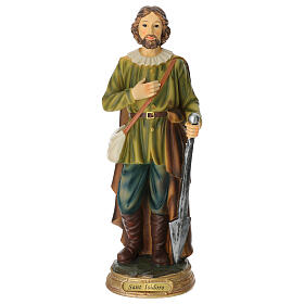 Isidore the Laborer, painted resin statue, 12 in