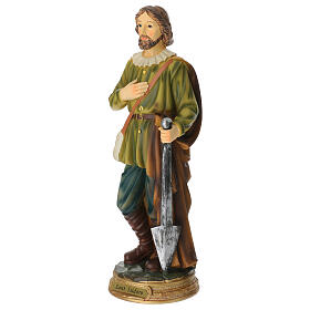 Isidore the Laborer, painted resin statue, 12 in