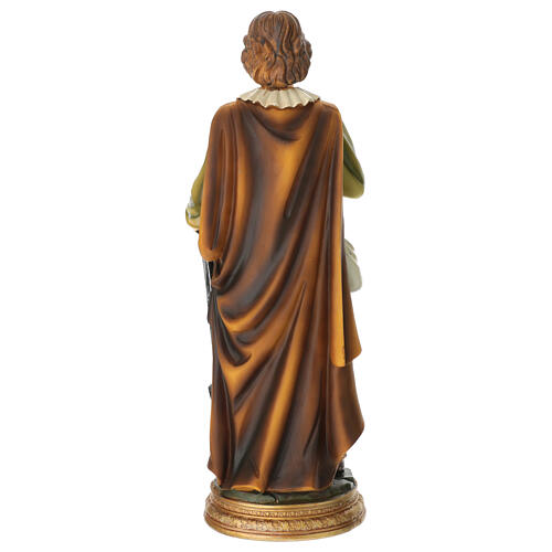 Isidore the Laborer, painted resin statue, 12 in 4