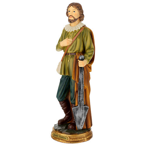Heiliger Isidor der Bauer – handbemalte Resin-Statue, 40 cm 3