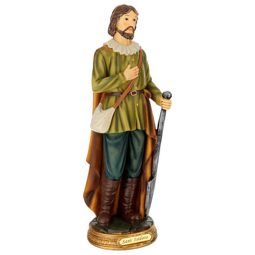 Heiliger Isidor der Bauer – handbemalte Resin-Statue, 40 cm 4