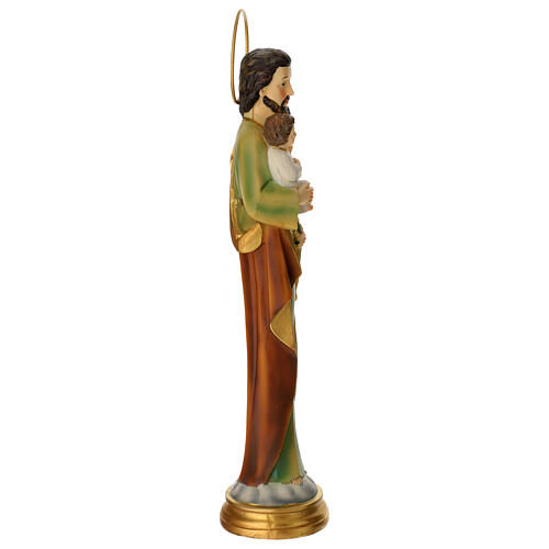 Heiliger Josef mit Kind und Lilie – stilisierte Resin-Statue, 30 cm 4