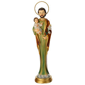 St. Joseph with Child and lily, stylised statue, 12 in