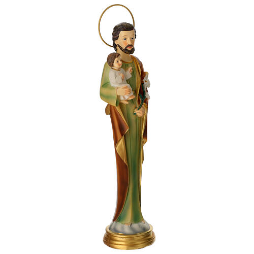 St. Joseph with Child and lily, stylised statue, 12 in 3