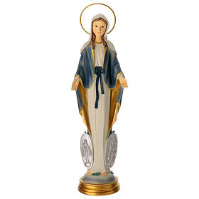 Stylised statue of Our Lady of Graces with Miraculous Medal, resin, 12 in