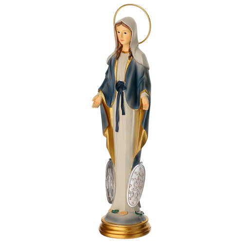 Stylised statue of Our Lady of Graces with Miraculous Medal, resin, 12 in 3