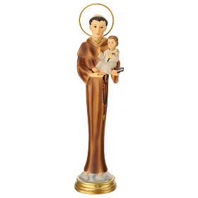 Saint Antoine et Enfant statue résine stylisée 30 cm peinte