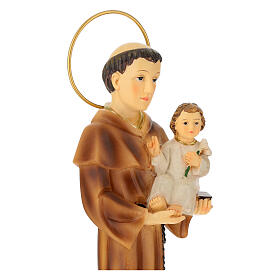 Saint Antoine et Enfant statue résine stylisée 30 cm peinte