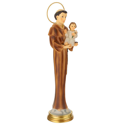 Saint Antoine et Enfant statue résine stylisée 30 cm peinte 4